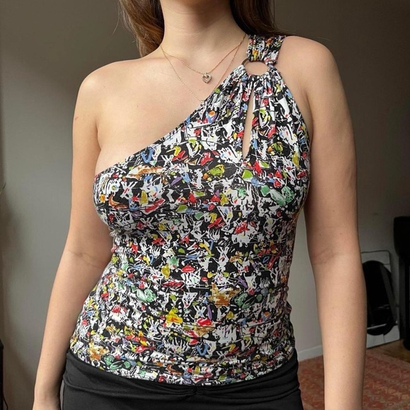 Versace Jeans Couture one shoulder knit top